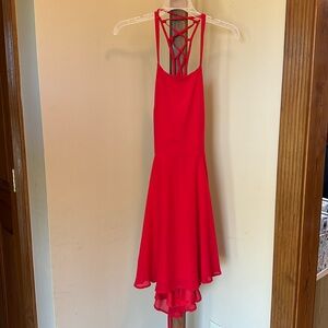 Lulu's Vibrant Red Backless Dress